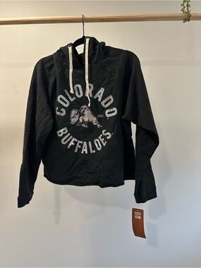 Colorado Buffaloes Black Crop Hoodie with Drawstring